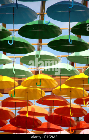 umbrellas in different colours for decorating Stock Photo