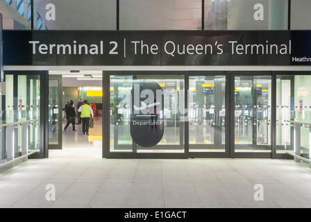London, UK. 4th June 2014. The entrance to the departure area  at London Heathrow's Terminal 2 'The Queen's Terminal' as it opens to the public after a £2.5 billion rebuild. Credit:  Peter Manning/Alamy Live News Stock Photo