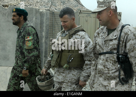 From left, Afghan National Army Col. Nawrooz, left, the commander of 3rd Kandak, 215th Corps; Brig. Gen. Lewis A. Craparotta, t Stock Photo