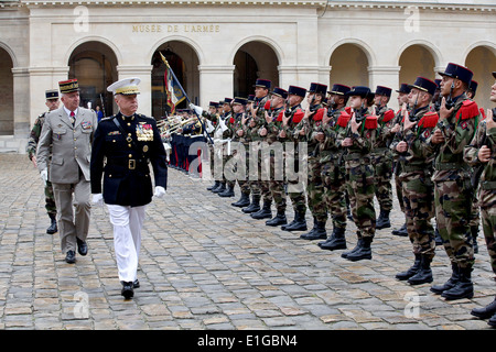 US Marine Corps General James F. Amos, commandant of the Marine Corps, during an honors ceremony hosted by chief of staff of the French army, General Bertrand Ract-Madoux, at Les Invalides May 26, 2014 in Paris, France. Stock Photo