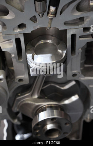 Motor cross section with piston and cylinder Stock Photo