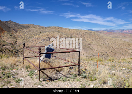 An old miner's grave in the cemetery at the old copper mining town of Jerome, Arizona, USA. Stock Photo