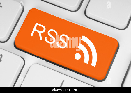 RSS button on keyboard close-up Stock Photo