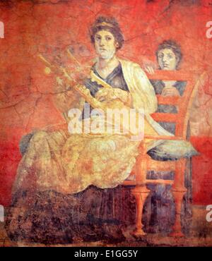 Roman Fresco Of A Woman Playing The Lyre Roman, 50 -79 AD; From Pompeii ...