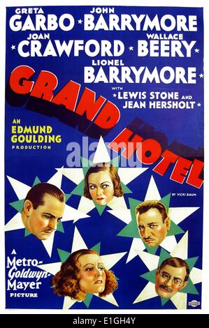 Grand Hotel, starring Greta Garbo, John Barrymore, Joan Crawford, Wallace Beery and Lionel Barrymore a 1933 film about loneliness. Stock Photo