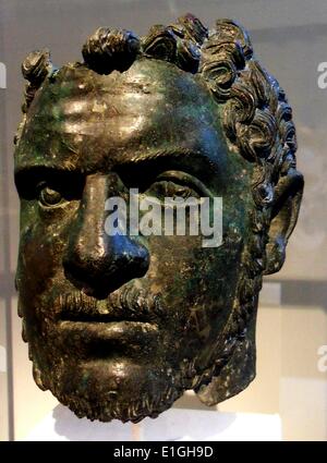 Fragmentary bronze portrait of the emperor Caracalla.  Roman, Severan, ca A.D. 212-217 Stock Photo