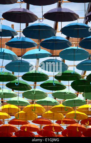 umbrellas in different colours for decorating Stock Photo