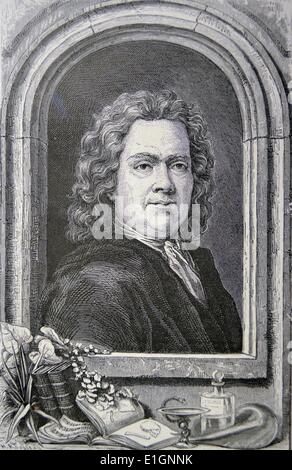 Hermann Boerhaave (1668-1738) Dutch physician and botanist. Engraving, Paris, 1874. Stock Photo