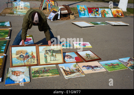 Uzbekistan, Tashkent, painter on Broadway avenue Stock Photo