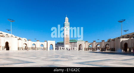 View of the stunning minaret at the Grand Mosque of Hassan II in Casablanca, Morocco. Stock Photo