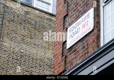 Road sign for Edgware Road, City of Westminster, London Stock Photo