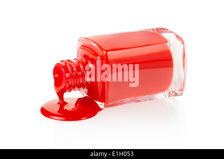 Red nail polish spilled Stock Photo