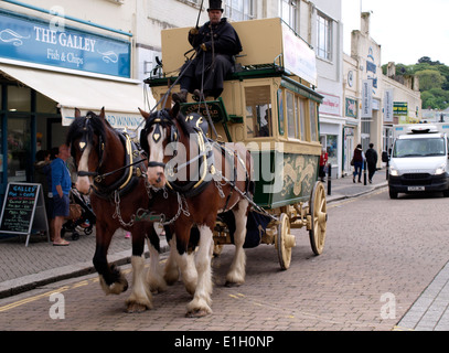 Horse drawn carriage ride tours of the city of Truro, Cornwall, UK Stock Photo