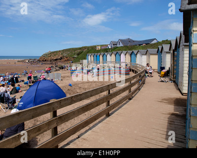 Beach Huts, Summerleaze Beach, Bude, Cornwall, UK Stock Photo