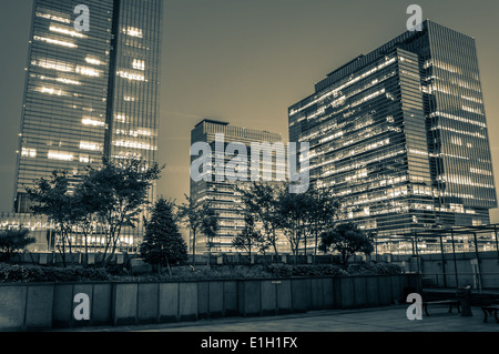 The skyscrapers of the Gangnam district at night in Seoul, South Korea. Stock Photo