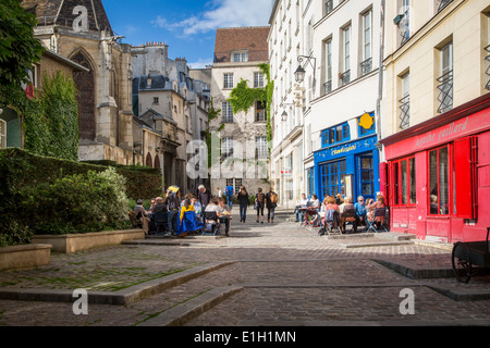 View along Rue des Barres, Paris France Stock Photo