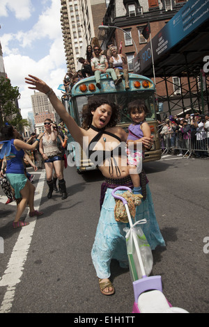 Many dance groups from many different cultures participate in the NYC Dance Parade on Broadway in Manhattan. Stock Photo