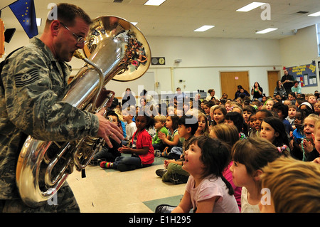 U.S. Air Force Tech. Sgt. John Rider, an musician with the U.S. Air Force Band of the Pacific Stock Photo