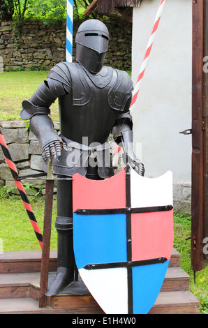 Medieval armor with lance and shield Stock Photo