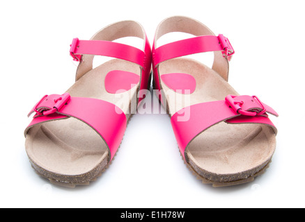two pink sandals isolated on white background Stock Photo