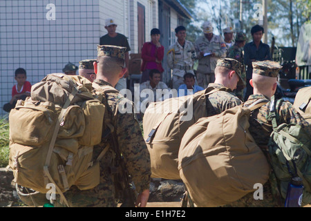 U.S. Marines with the 11th Marine Expeditionary Unit arrive at Ream Naval Base in Cambodia Dec. 11, 2011, as part of a regularl Stock Photo