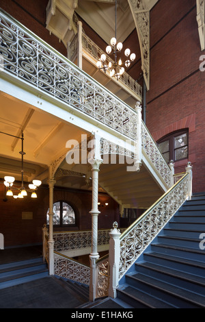 main staircase, Anne & Jerome Fisher Fine Arts Library, University of Pennsylvania, Philadelphia, USA Stock Photo