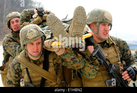 120308-N-SD300-895 CAMP RODRIGUEZ, Republic of Korea (March 8, 2012) - Marines assigned to Fleet Antiterrorism Security Team (F Stock Photo