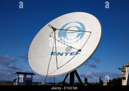 large entel satellite television dish on tripod Punta Arenas Chile Stock Photo