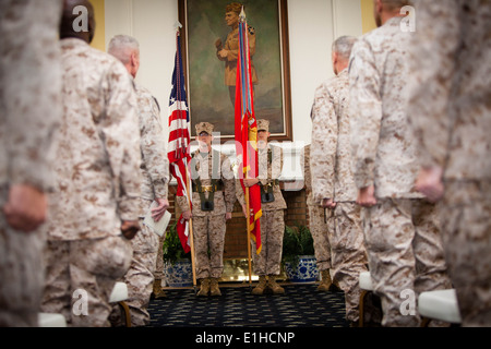 U.S. Marine Corps and Navy senior leadership take part in the deactivation ceremony for II Marine Expeditionary Force (MEF) (Fo Stock Photo