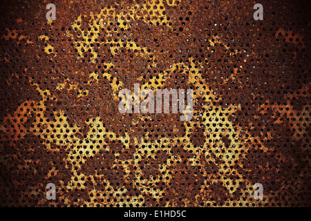 Rusty metal background grid Stock Photo