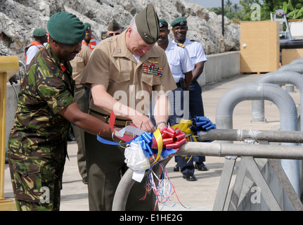 U.S. Marine Corps Maj. Gen. John M. Croley, right, the commander of U.S. Marine Corps Forces, South, and Barbados Defense Force Stock Photo