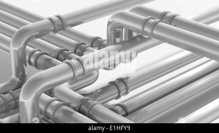 Modern industrial metal pipeline fragment. 3d render illustration Stock Photo