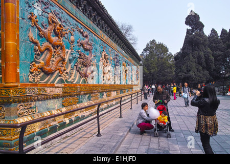 Nine Dragon Wall in Beihai park, Beijing Stock Photo