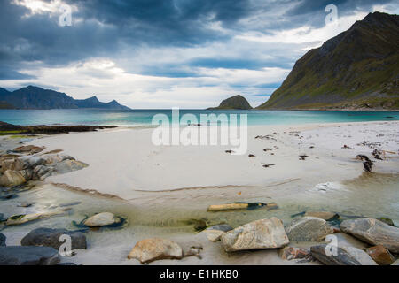 Beach of Haukland, Vestvågøy, Lofoten, Norway Stock Photo