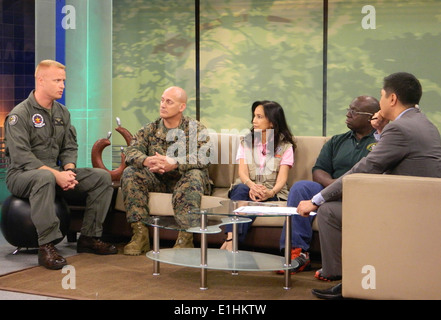 From left, U.S. Marine Corps Lt. Col. Jason W. Julian; Col. Mark J. Menotti; Gloria Steele, the director for the U.S. Agency fo Stock Photo