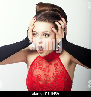 Expression. Face of Shocked Speechless Woman. Astonishment Stock Photo