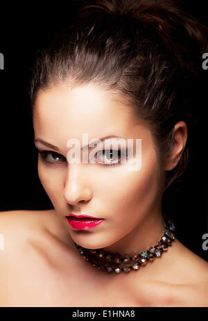 Lordly aristocratic fashionable female looking. Beauty young face Stock Photo