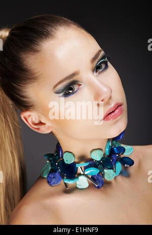 Glamor. Romantic Elegant Girl with Accessories. Gemstones Beads Stock Photo