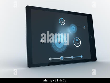 Digital tablet showing data and circles Stock Photo