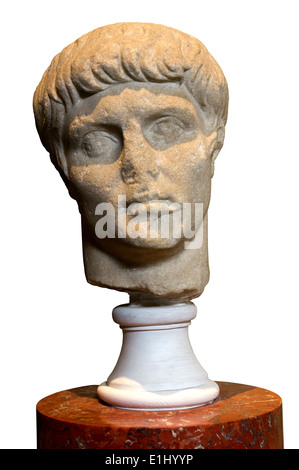 Claudius old roman marble statue detail Stock Photo - Alamy