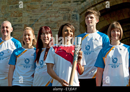 Tonbridge, Kent, UK. 5th June, 2014. . 05th June, 2014. Kent athletes including Dame Kelly Holmes, Millie Knight and Lizzy Yarnold welcome The Commonwealth Games Queen's Baton to Tonbridge.The event was attended by children from local schools who participated in a variety of activities organised bt Tonbridge and Malling Council. Credit:  patrick nairne/Alamy Live News Stock Photo