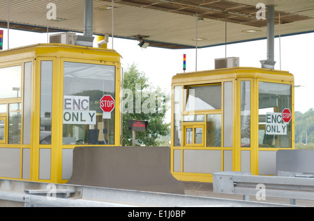 Two Yellow Toll Booths on the Croatian Motorways Stock Photo