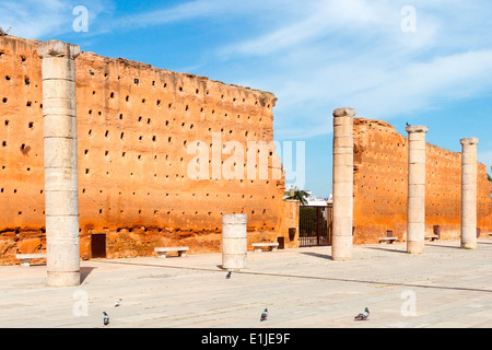 View of the remains of the Hassan Mosque's prayer hall in Rabat, Morocco. Stock Photo