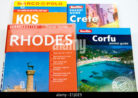 Collection of  travel Guide books to Greece. Stock Photo