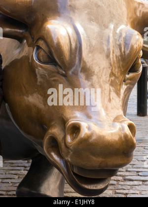 Charging Bull Sculpture at Bowling Green Park, NYC Stock Photo