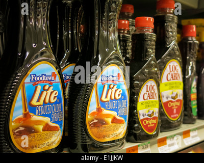 Syrup Bottles,  D'Agostino Grocery Store, NYC, USA Stock Photo