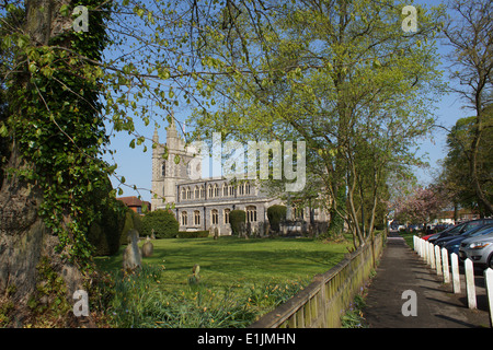 St Mary’s  - at crossroads of Old Beaconsfield   Parish church, typical Victorian architecture www.stmarysbeaconsfield.org.uk Stock Photo