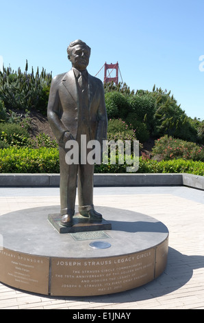 Statue of Joseph Strauss near Golden Gate Bridge, San Francisco, California Stock Photo