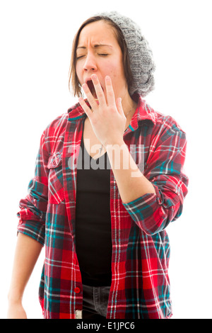 Young woman yawning Stock Photo