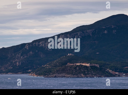 The Rocca aldobrandesca of Porto Ercole, known as Rocca Spagnola, is a coastal fortification of the Argentario in Tuscany, central Italy; Stock Photo